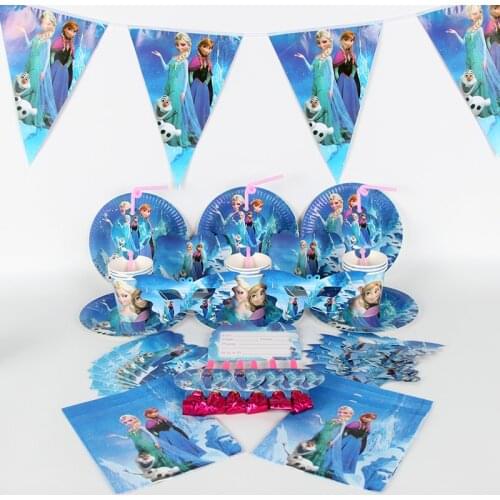 86pcs/lot Frozen Theme Cup Plate Straw Set Happy Birthday Christmas for 10 Kids Party Supplies Decoration Boys Supplies