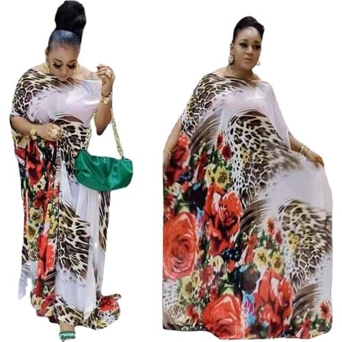 African Maxi Dresses For Women Dashiki 2021 New Summer Africa Bat Sleeve Print Loose Long Dress Africa Clothing Muslim Robe Lady