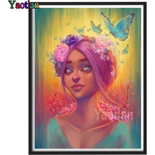 DIY Cartoon pretty butterfly 5D Diamond Painting Full Square/Round Drill Mosaic Diamont Embroidery Cross Stitch Christmas Gift