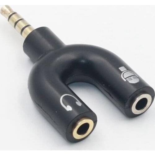 20pcs/lot 2 in 1 Audio Cable Adapter Splitter For Samsung Xiaomi Android PC 3.5mm Jack AUX Microphone Music Headphone Earphone