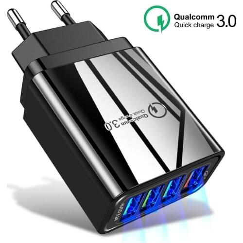 Quick Charge 3.0 4 USB Port Charger For iPhone 7 8 Fast Charging Charger For Samsung Huawei Xiaomi EU US UK Plug Wall Charger