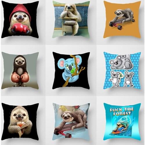 Nordic Koala Sloth Pillow Case 45 * 45cm Polyester Linen Household Soft Decorative Cushion Cover For Sofa Chair Pillow Cover