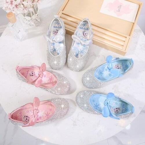 Disney Childrens Cartoon Shoes For Girls Princess Party Shoes casual With Rhinestone Children Dress Shoes Low Heel Sandals 2021