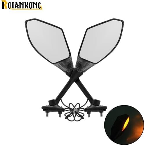 For SUZUKI GSX750 GSX1000 GSX1250 GSX1400 GSX650F GSXR Motorcycle Rearview Mirrors With Turn Signal LED Light
