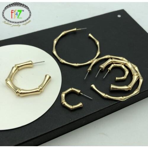 F.J4Z Hoop Earrings for Women Popular Alloy Bamboo Earrings Big & Small Ear Hoops Minimalist Earrings Accessories Brincos