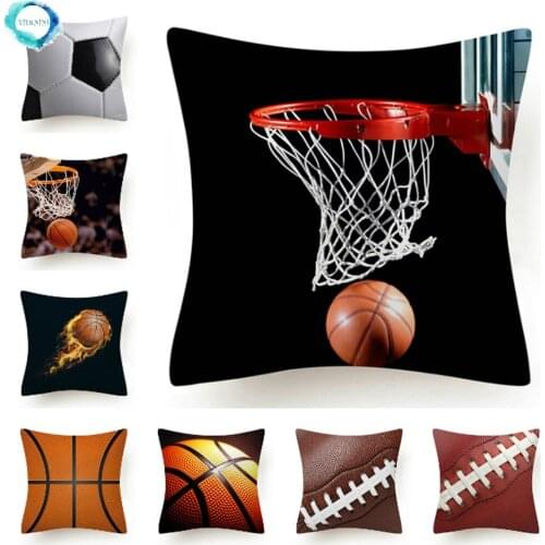 Football Basketball Rugby Printed Polyester Cushion Cover Modern Sofa Bed Decorative Sport Throw Pillow Cover Pillowcase 45X45CM