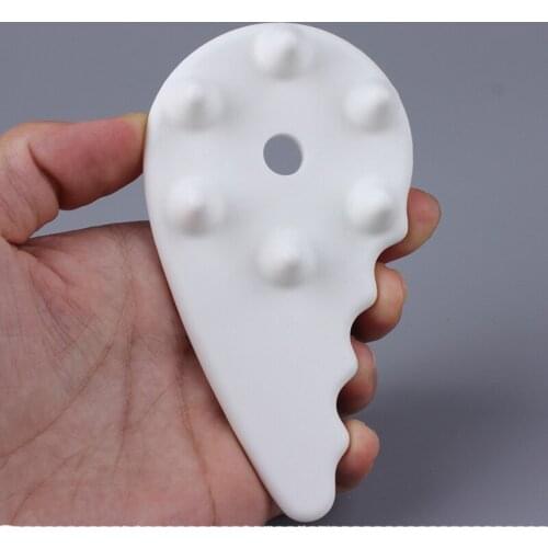 Ceramic Guasha Board Head Massage Facial Neck Scraping Plate Press Points Massage Acupuncture Hand Pull Rib Instrument White