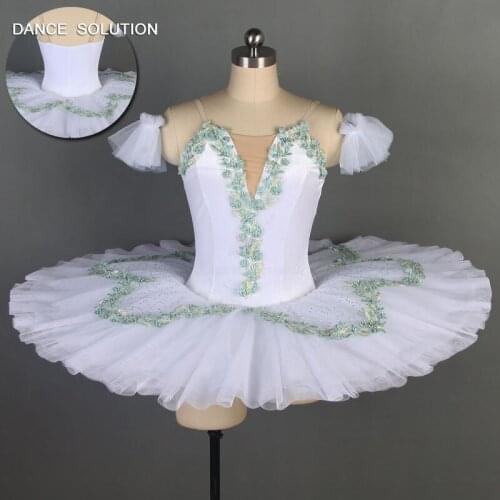 Classical White Pre-Professional Ballet Dance Tutu for Adult Girls Ballerina Dance Costumes Performance Pancake Tutu Dress BL064