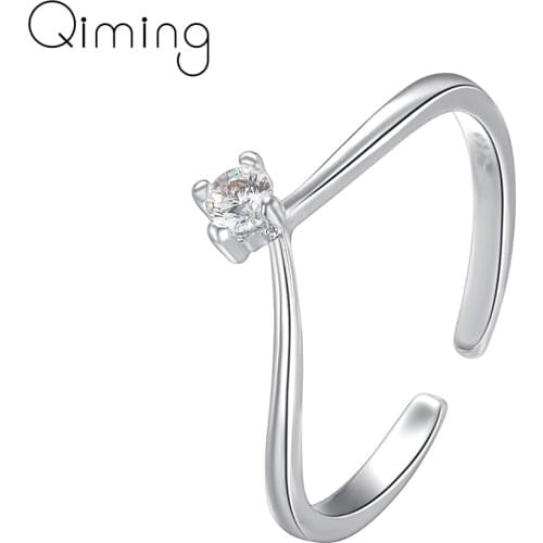 Wire Chevron Knuckle Crystal Rings Geometric V Shape Zircon Simple Ring for Women Wave Ring Wedding Jewelry