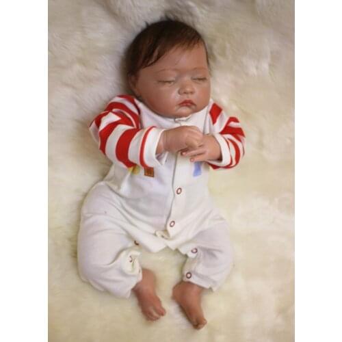 Comfortable and soft Silicone reborn baby girls doll lifelike 52cm closed eyes bonecas bebe reborn menino babies brinquedos toys