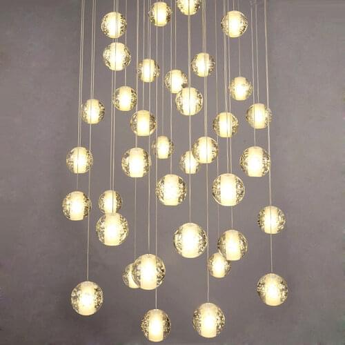 Staircase Crystal Ball Chandelier G4 Chandeliers Living Room Decoration Kitchen Bedroom Pendant Lamp Modern LED Hanging Lights