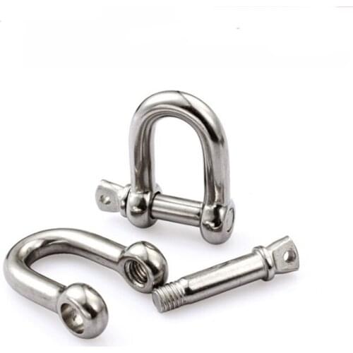 M4 M5 M6 M8 M10 M12 M14 M16 Straight D Shackle Short Stainless Steel Breaking D Rigging Shackle Hooks boat rigging hardware