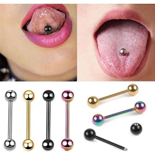 Korean version of European and American fashion trendy titanium steel long rod ear bone nail tongue nail jewelry colorful color