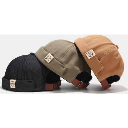 Mens Spring Cotton Brimless Skullies Cap Vintage Urban Unique Street Portable Docker Hat Multipurpose Miki Summer Beanie Hat