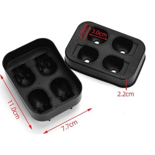 Soft Silicone Skeleton Ice Cube Maker Tray Cake Making Mold Box W/ Lid Black