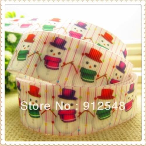 2013 Christmas New arrive,free shipping 1'' (25mm) Printed grosgrain ribbon,Christmas Snowman,91412