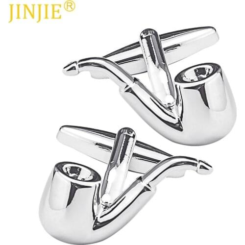 New Fun Pipe Cigarette Shape Glossy Metal Cuff Nails Mens French Shirt Cuff Button Cufflinks Novelty Cufflinks Cute Men Gifts