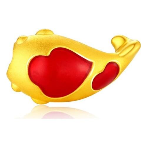 New 999 24K Yellow Gold Bracelet Women Goldfish Bracelet