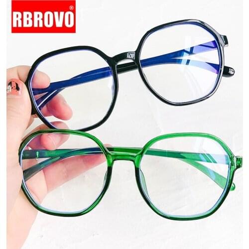 RBROVO 2021 Retro Women Myopia Glasses Anti-blue Light Flat Mirror Glasses Oversized Frame Nearsighted Prescription Eyeglasses
