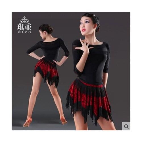 Latin Dance Dress Sexy Silky Velvet Latin Girls Fringe Ballroom Skirt Tango Dress salsa robe de danse latine filles danza latino