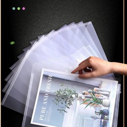Transparent Plastic File Bag A4 Snap Office Plastic Waterproof Large Thickened Document Document Document Contract Bag 10 Pieces