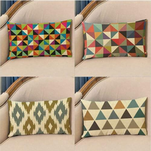 Rectangular Colorful Geometry Pillowcase Thick Home Case Cover Throw Cushion Pillow Decor