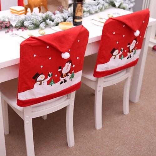 Christmas Ornaments Snowman Seat Cover Festival Arrangement Dress Up Articles Chair Set Noel Decoration Santa For Home