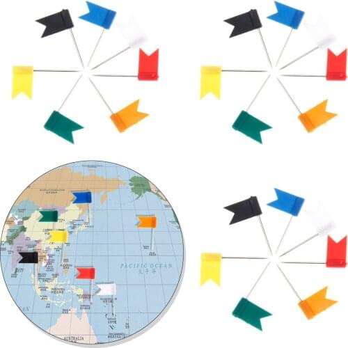 100pcs Flag Sh100pcs Flag Marker Shape Map Pins Cork Notice Board Push Pin Assorted Office Home