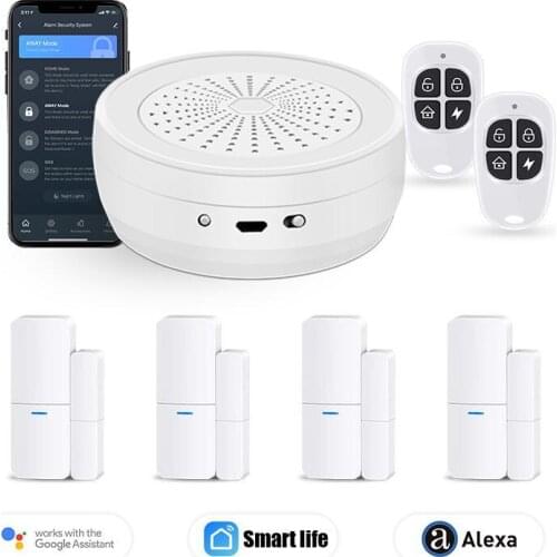 Tuya Wifi Smart Home Security System Smart Life App Control Wireless Burglar Home Alarm Kit Door Sensor Alarm Remote Control