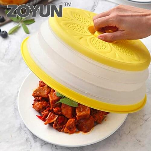 Foldable Microwave Cover Fruit Vegetables Strainer Washing Basket Folding Plate Preservation Food Insulated Lid Kitchen Tools