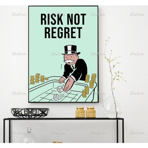 Risk Not Regret Inspirational,Motivational Quotes Poster Alec Monopolying Wall Art Canvas Painting Print Modular Pictures Decor