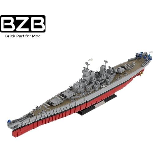 BZB MOC SIowa Class Battleship USS Missouri (BB-63) Navy Warship Creative Building Block Model Kids Boys DIY Brain Game Toy Gift