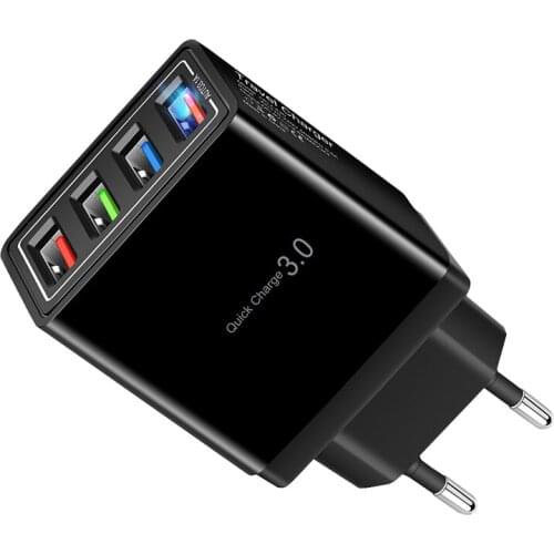 EU Plug USB Charger Quick Charge 3.0 Mobile Phone Charger For iPhone 11 Samsung Xiaomi 4 Port 48W Fast Wall Chargers