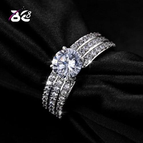 Be 8 New Fashion Hot Sale Jewelry Charm Rings for Woman Wedding Stone Lady High Quality Crystal CZ Ring anillos mujer R121