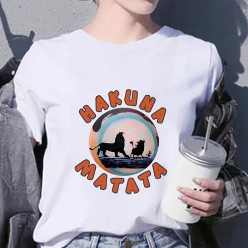 New T-shirts For Women Cute The Lion King HAKUNA MATATA Printed Short Sleeve Summer O-Neck Unisex Tops Tee Dropship