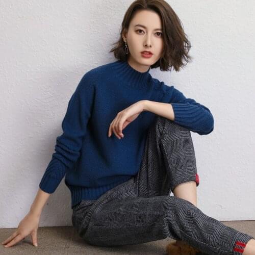 2018 autumn new cashmere sweater female half-high collar bottoming sweater sweater