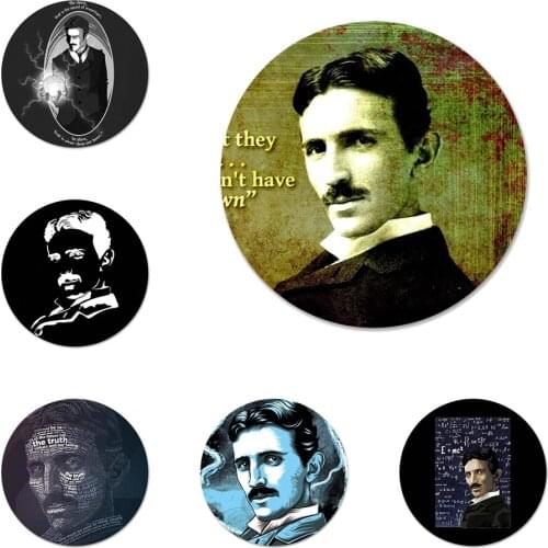Famous Scientists Nikola Tesla Icons Pins Badge Decoration Brooches Metal Badges For Clothes Backpack Decoration 58mm
