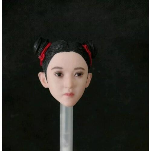 1/6 Little Girl Head Sculpt Female PVC Head Carving Fit 12'' Ph TBL Female Body Black Hair