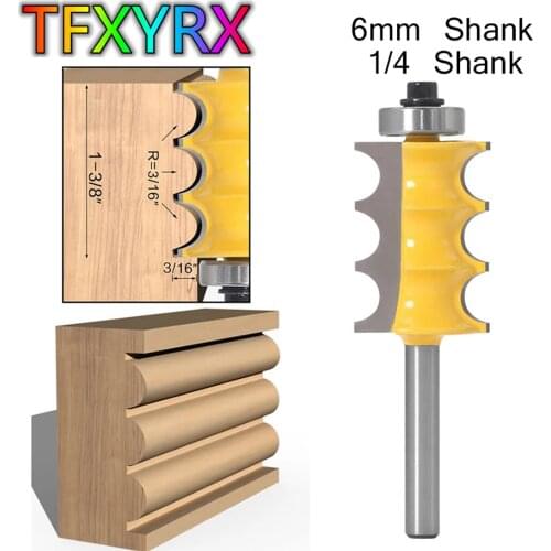 1pc 6mm 1/4inch Shank Triple Bead Column Molding Router Bit Milling Tenon Cutter for Wood Woodworking CNC Tools