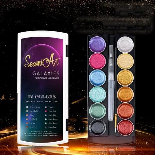 12 Colors Watercolor Paint Set Metallic Glitter For Artists School Stationery Graffiti Tool Solid Pigment Art Supplies