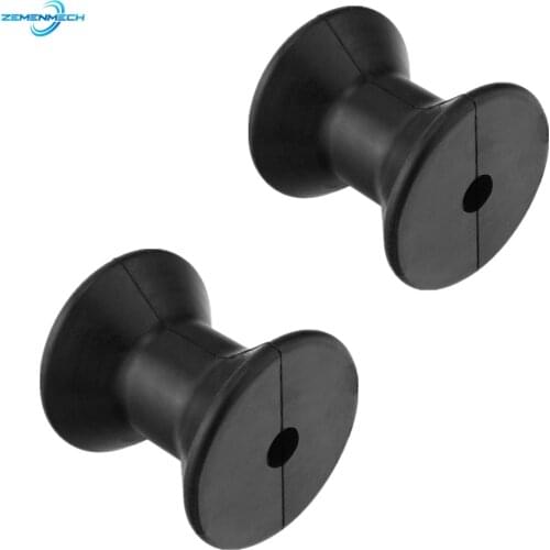 2PCS Quality AntiUV 3 Inch Mounting Width Boat Trailer Bow Stop Roller Black Rubber Spool Boat Yacht Accessories Marine Hardware