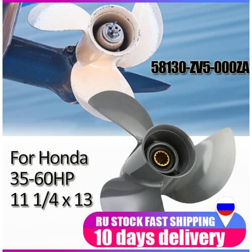 3 Blades Outboard Boat Propeller Motors Marine Propeller Aluminum Alloy 11 1/4x13 For Honda 35-60HP 58130-ZV5-012AH Gray