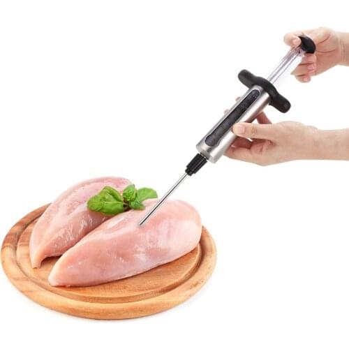 304 Stainless Steel Turkey Needle Christmas Turkey Barbecue Seasoning Syringe Kitchen Seasoning Syringe Set Meat Tools