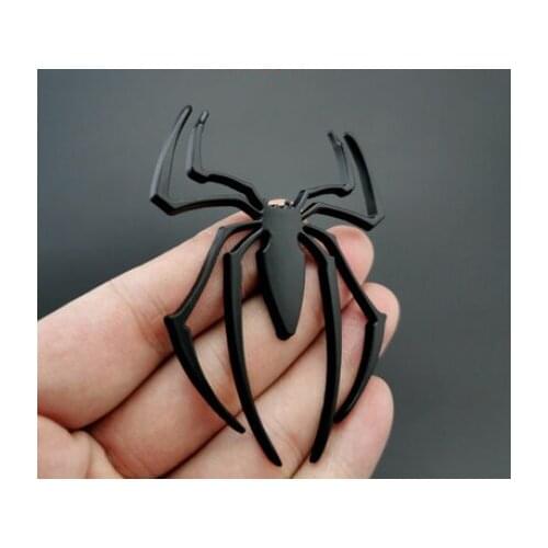 3D Black Auto Car Stickers Metal Spider Shape Chrome Badge Emblem Decal Motorbike Modified