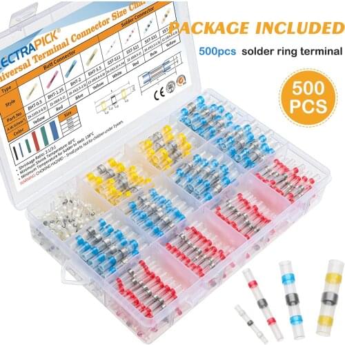 50/75/100/250pcs Electrical Wire Connectors Insulated Solder Sleeve Tube Heat Shrink Solder Terminal Waterproof Butt Connectors