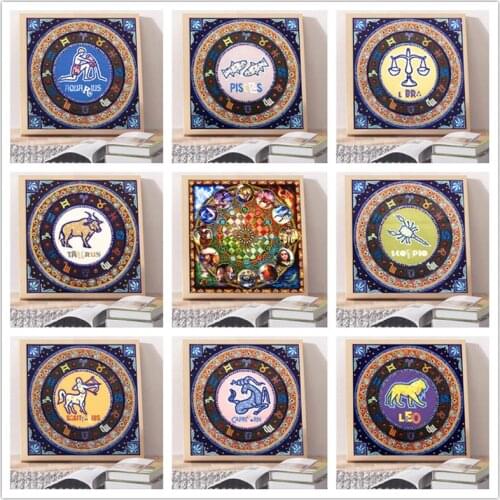 5D DIY Diamond Painting Zodiac Pattern Special Shape Diamond Cross Stitch Crystal Diamond Mosaic Home Wedding Decoration