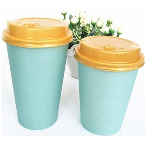 90pcs Invitations Decoration Drinking Cups 90pcs Coffee Paper Cup 400ml/500ml Blue Paper Cups with Gold White Black Lid