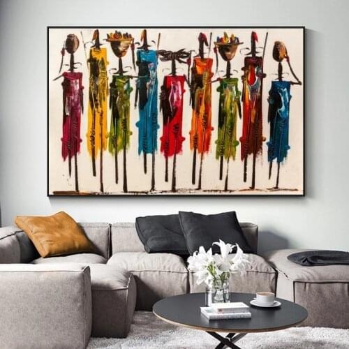 Abstract African Woman Oil Paintings on Canvas Posters and Prints Wall Art Portrait Pictures for Living Room Decor No Frame