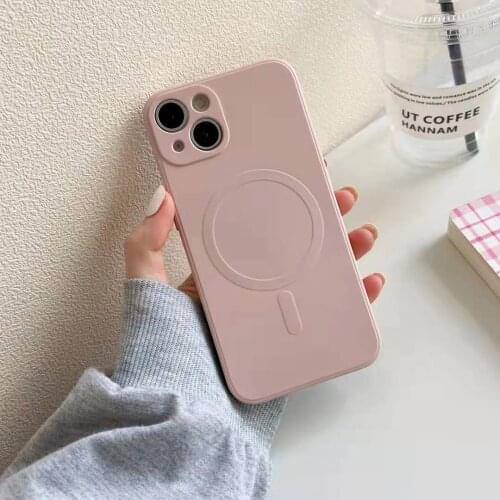 Luxury Matte Magnetic Liquid Silicone Case for iPhone 12 ProMax Invisible Protective Charger Wireless Charger for iPhone 12mini