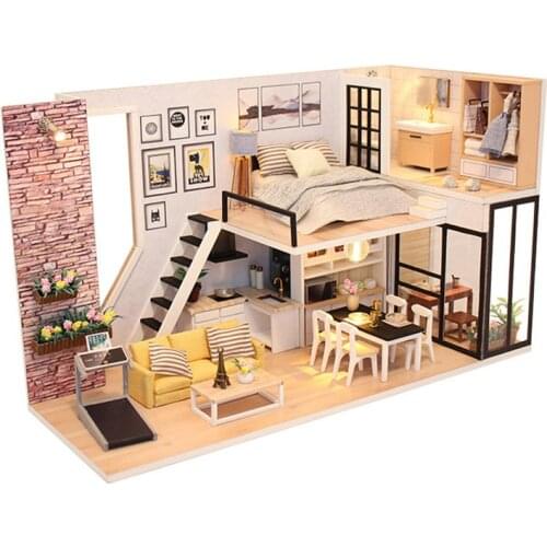 DIY House Handmade Modern Style Romantic Toys Dollhouse Micro Landscape Furniture Dolls House Model Assembled Boy Girl Birthday